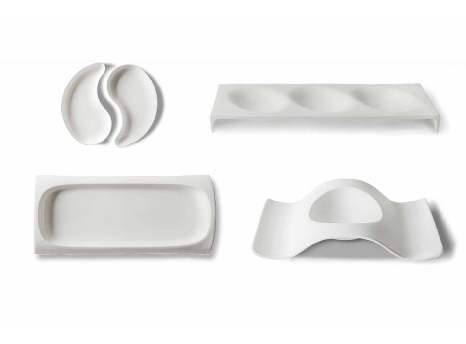 Gourmet Design Talerze do serwowania przekąsek z porcelany kostnej 9 sztuk - Flavia Viadurini