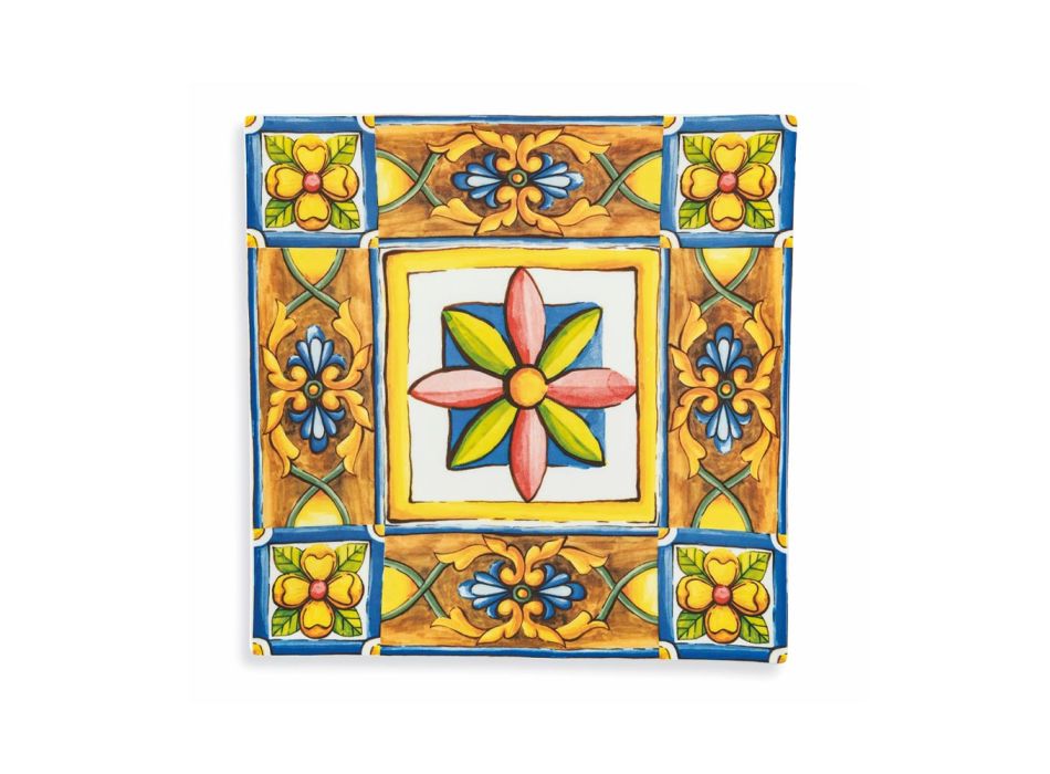 Talerze kwadratowe Podkładki w kolorowe dekoracje porcelanowe 6 sztuk - lato Viadurini