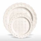 Ulubiony talerz 12 sztuk w białej porcelanie ręcznie zdobiony - Rafiki Viadurini
