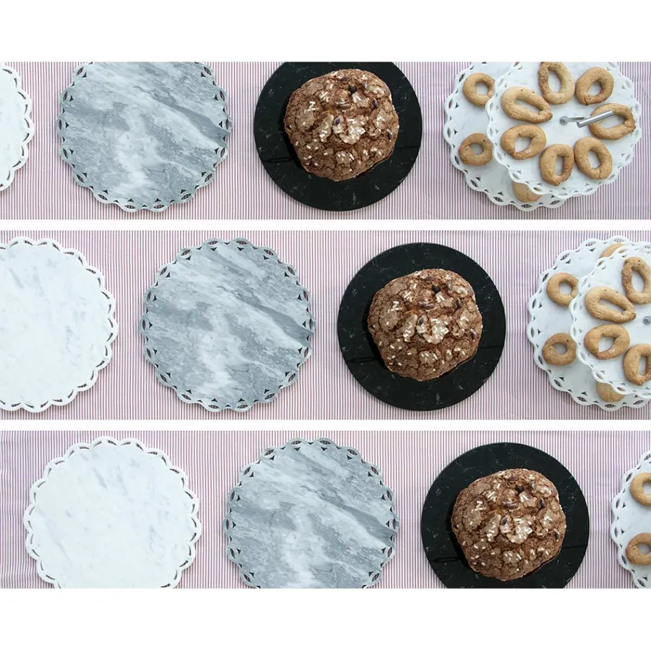 Okrągły talerz serowy z białego lub czarnego marmuru Made in Italy - Kirby Viadurini