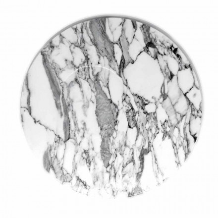 Okrągły talerz do serwowania z białego marmuru z Carrary Made in Italy - Kamil Viadurini