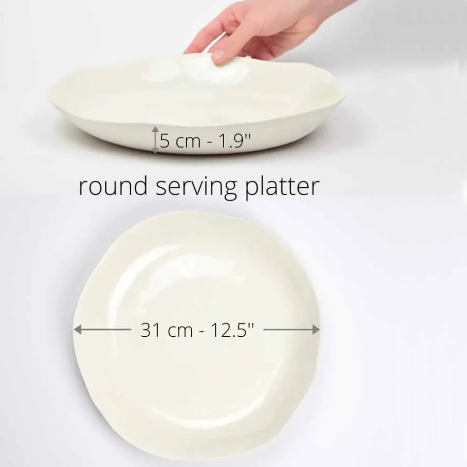 Włoski luksusowy okrągły talerz do serwowania z białej porcelany - Arcimaesta Viadurini