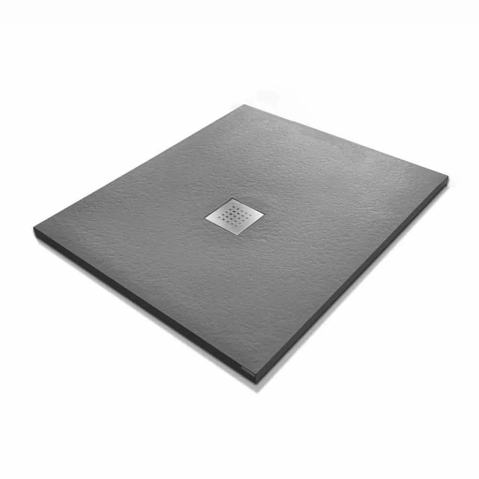 Nowoczesny brodzik 90x80 w kamieniu z efektem żywicy i stali - Domio Viadurini