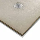 Nowoczesny brodzik 120x80 w kamieniu z efektem żywicy i stali - Domio Viadurini