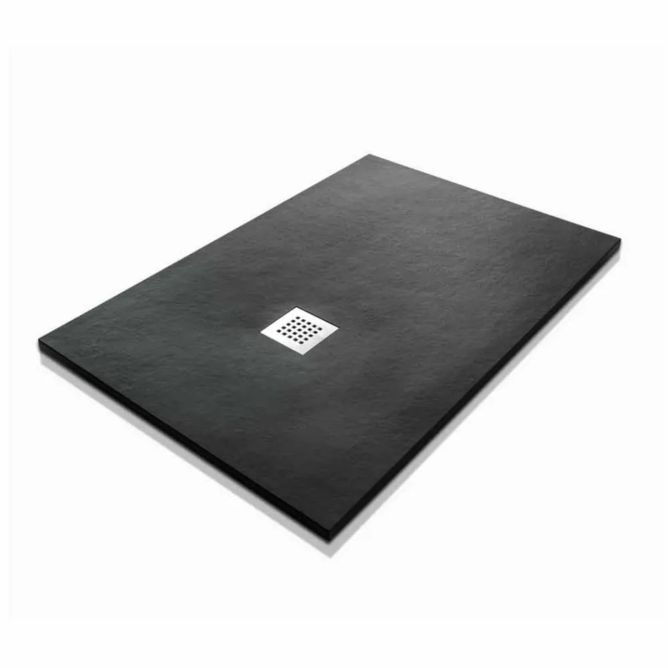 Nowoczesny brodzik 120x80 w kamieniu z efektem żywicy i stali - Domio Viadurini