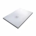 Nowoczesny brodzik 120x80 w kamieniu z efektem żywicy i stali - Domio Viadurini