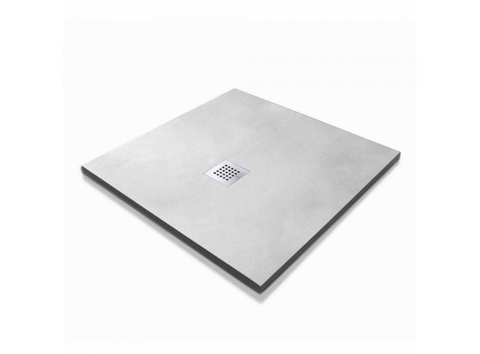 Brodzik kwadratowy 80x80 o efekcie żywicy betonowej w nowoczesnym stylu - Cupio