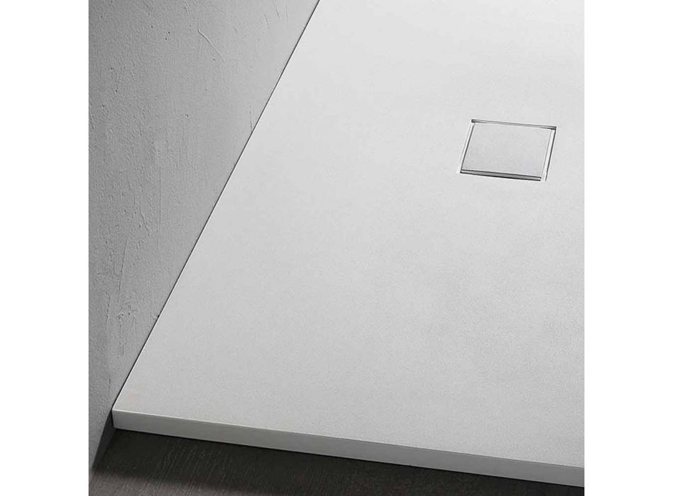 Prostokątny brodzik prysznicowy 160x70 cm w nowoczesnym stylu z żywicy białej - Estimo Viadurini