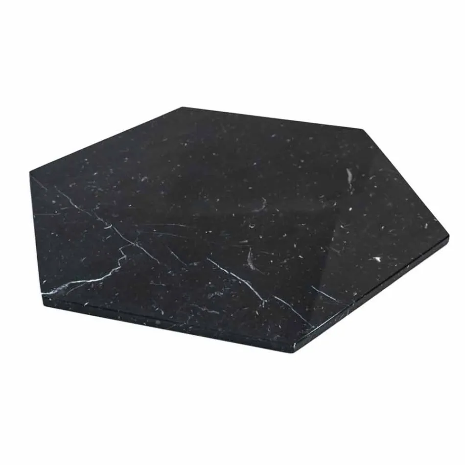 Sześciokątny talerz do serwowania z białego marmuru Carrara lub czarnej marquinia - Ludivine Viadurini