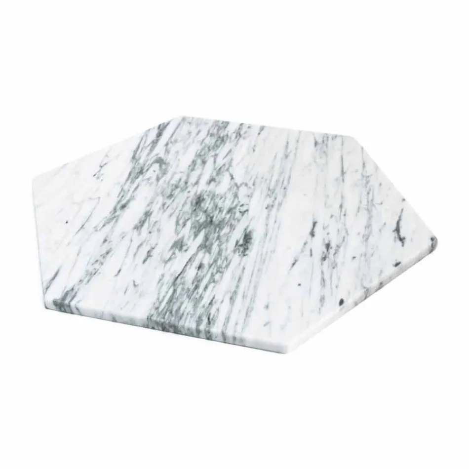 Sześciokątny talerz do serwowania z białego marmuru Carrara lub czarnej marquinia - Ludivine Viadurini