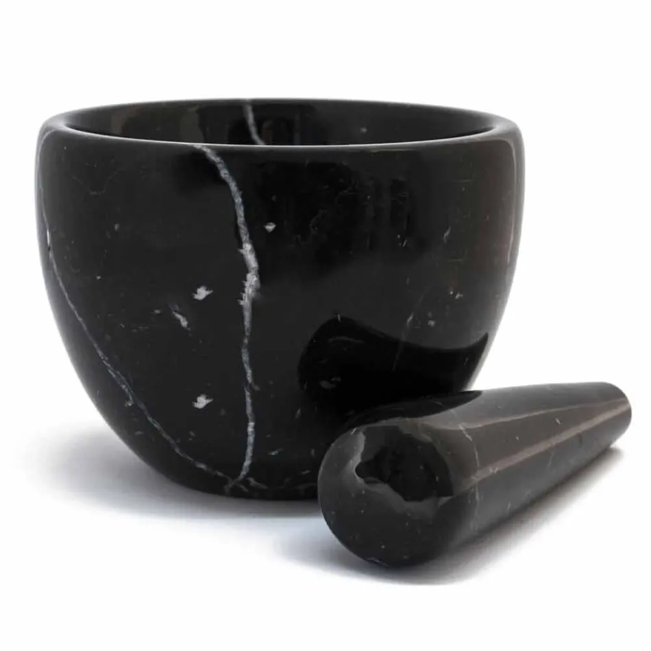 Mała zaprawa z tłuczkiem z białego marmuru z Carrary Made in Italy - Mirel Viadurini