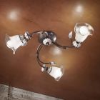 3 światła Artisan Floral Lampa sufitowa ze szkła, żelaza i ceramiki - Vicenza Viadurini