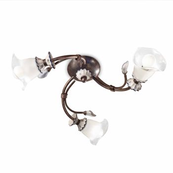 3 światła Artisan Floral Lampa sufitowa ze szkła, żelaza i ceramiki - Vicenza