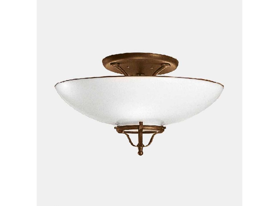 3-punktowa lampa sufitowa z mosiądzu i szkła Murano Semisfera - Country by Il Fanale Viadurini