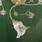 Lampa Sufitowa 3 Światła Metalowe i Ceramiczne Ręcznie Malowane Czerwony Drut - Pisa Viadurini