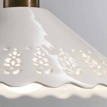 3-punktowa lampa sufitowa z mosiądzu i perforowanej ceramiki - Fiordipizzo firmy Il Fanale