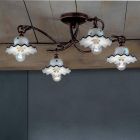 Lampa sufitowa z 3 lub 4 światłami z ręcznie zdobionej ceramiki rzemieślniczej - Rzym Viadurini
