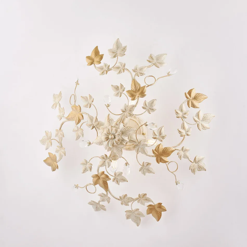 6-punktowa lampa sufitowa z metalu i kryształu do wnętrz o wyrafinowanym stylu – Orchidea Viadurini