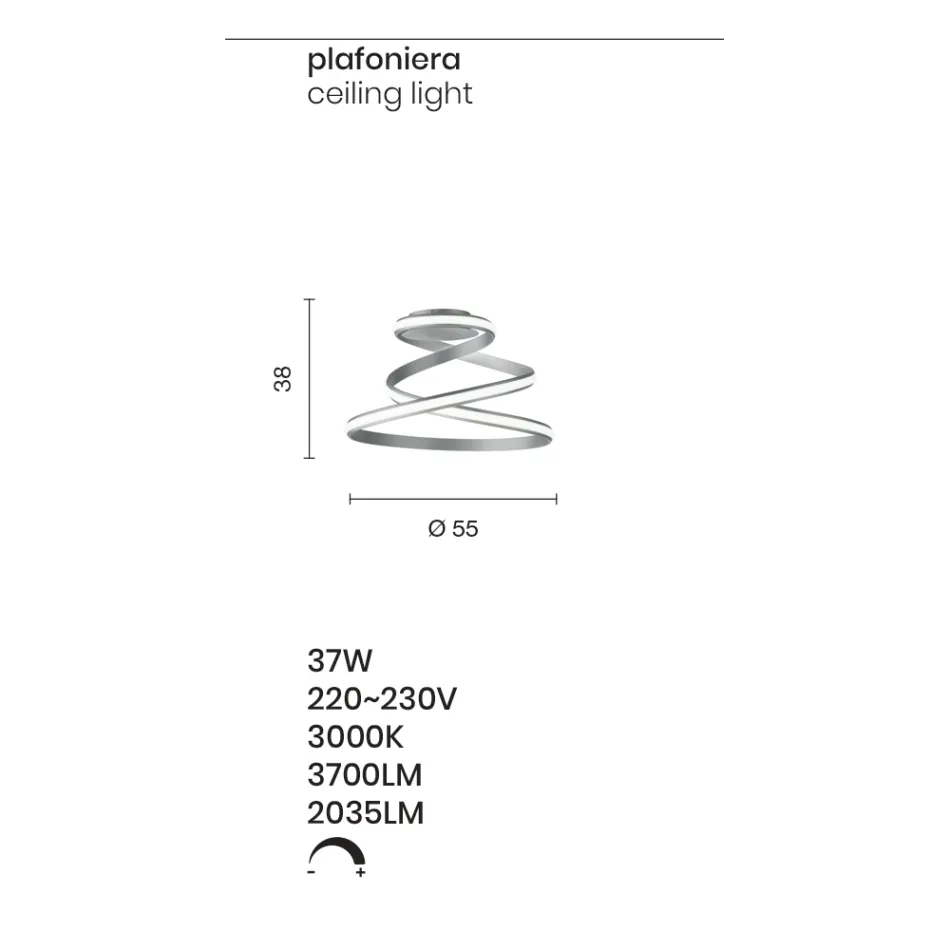 Nowoczesna metalowa lampa sufitowa LED pomalowana na biało - Rivolta Viadurini