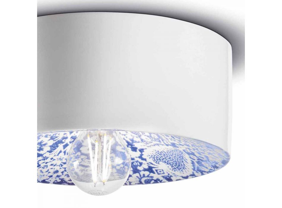 Okrągła lampa sufitowa z kolorowej ceramiki Made in Italy - Ferroluce Pi Viadurini