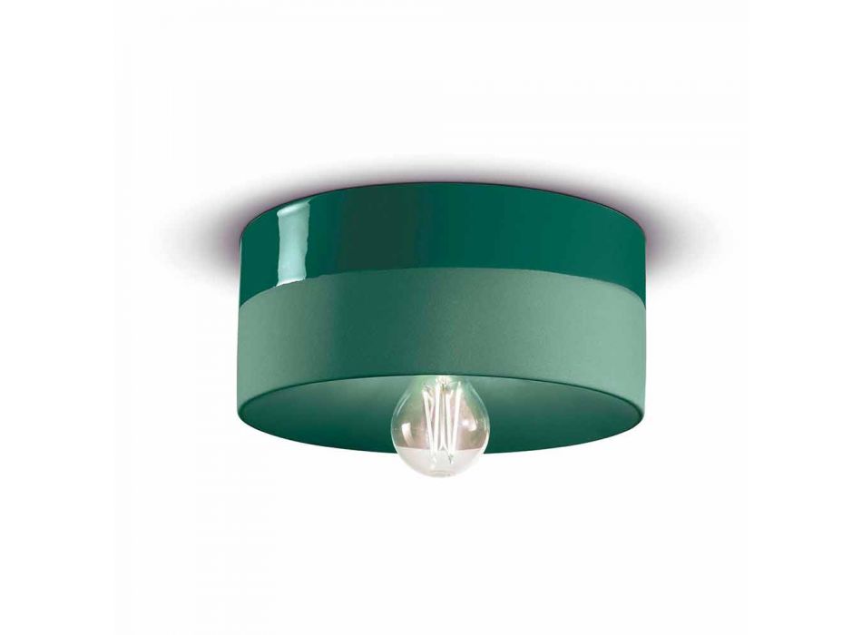 Okrągła lampa sufitowa z kolorowej ceramiki Made in Italy - Ferroluce Pi Viadurini