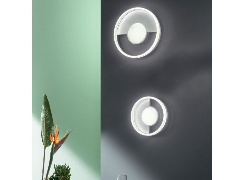 Metalowy kinkiet LED z dyfuzorem obwodowym - Carmelino Viadurini