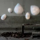 Kinkiet z metalu i białej lycry w 3 wymiarach - liście Viadurini