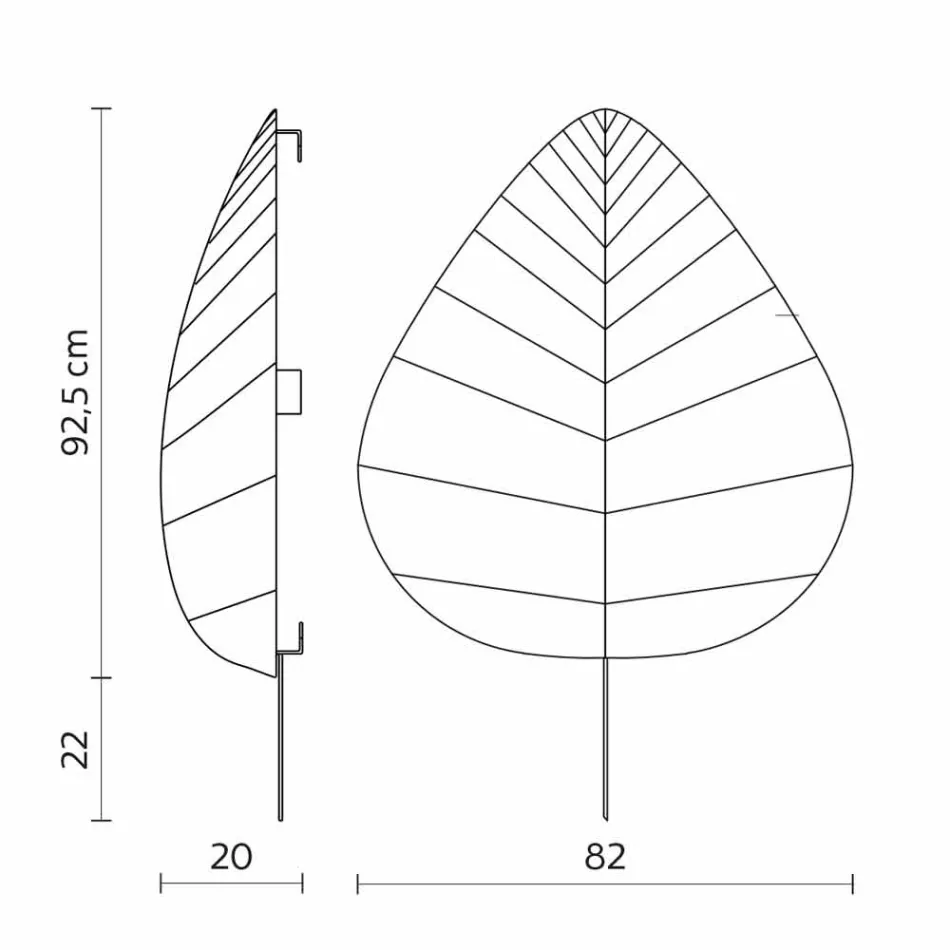 Kinkiet z metalu i białej lycry w 3 wymiarach - liście Viadurini