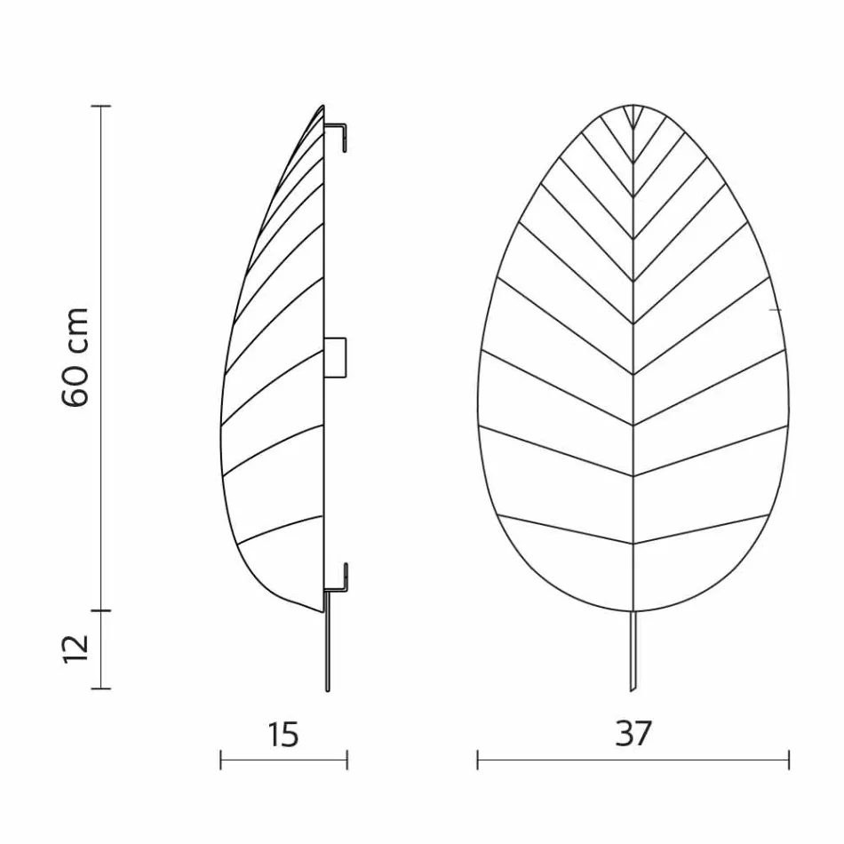 Kinkiet z metalu i białej lycry w 3 wymiarach - liście Viadurini