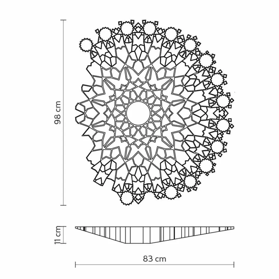 Lampa sufitowa Aplikacja z technopolimeru w kolorze białym lub złotym. Wzór 2 rozmiary - Katedra Viadurini