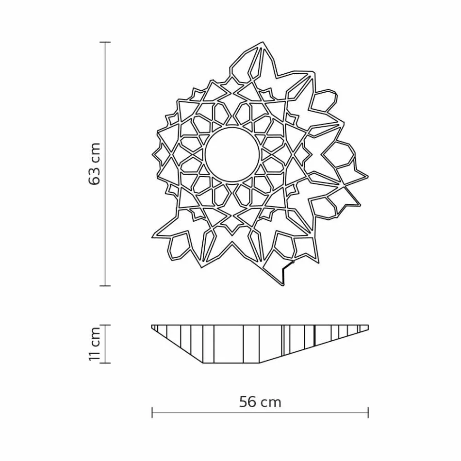 Lampa sufitowa Aplikacja z technopolimeru w kolorze białym lub złotym. Wzór 2 rozmiary - Katedra Viadurini