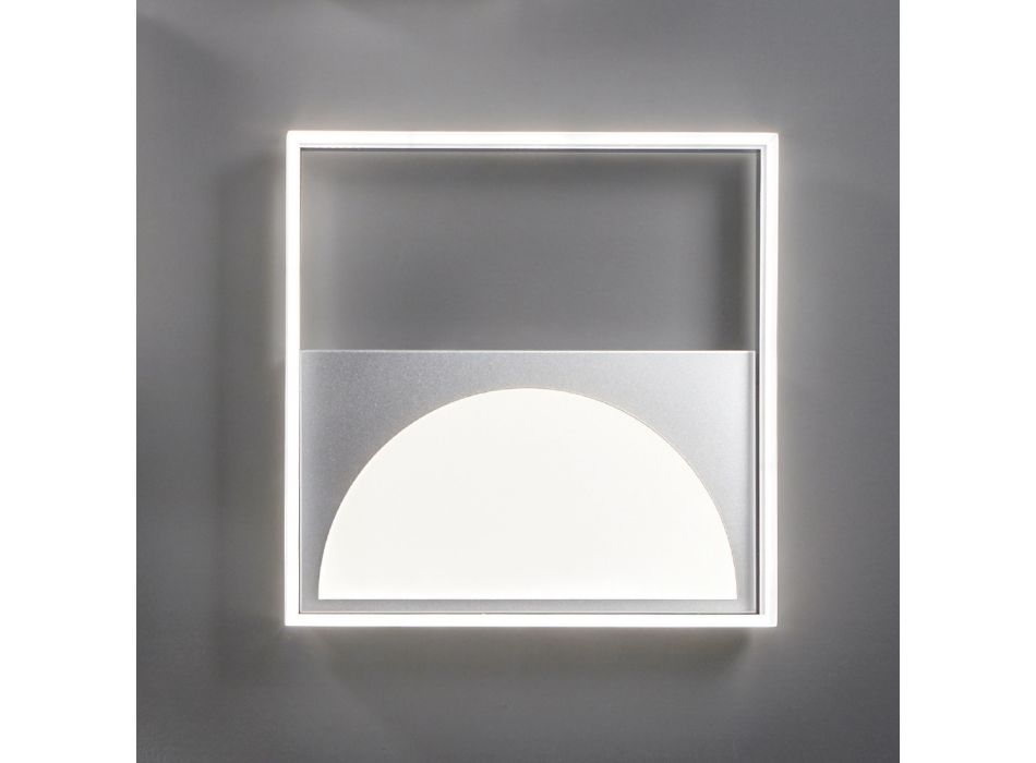 Lampa sufitowa LED w srebrnym metalu z dyfuzorem obwodowym - Arco Viadurini