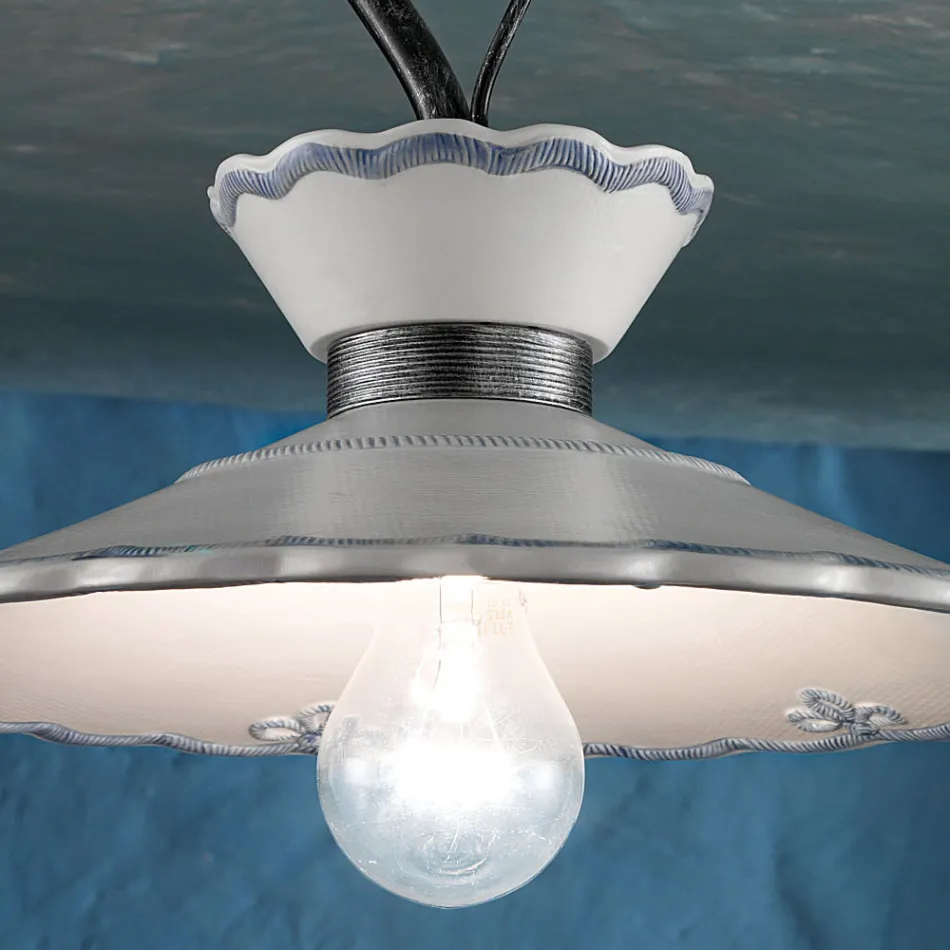 Lampa sufitowa Artisan ręcznie malowana ceramiczna z efektem haftu - Ravenna Viadurini