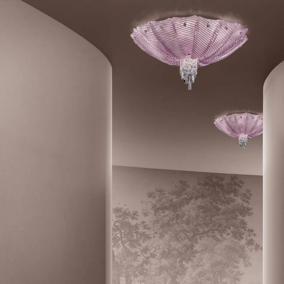 Ręcznie robiona lampa sufitowa ze szkła weneckiego i metalu Made in Italy - Fabiana Viadurini