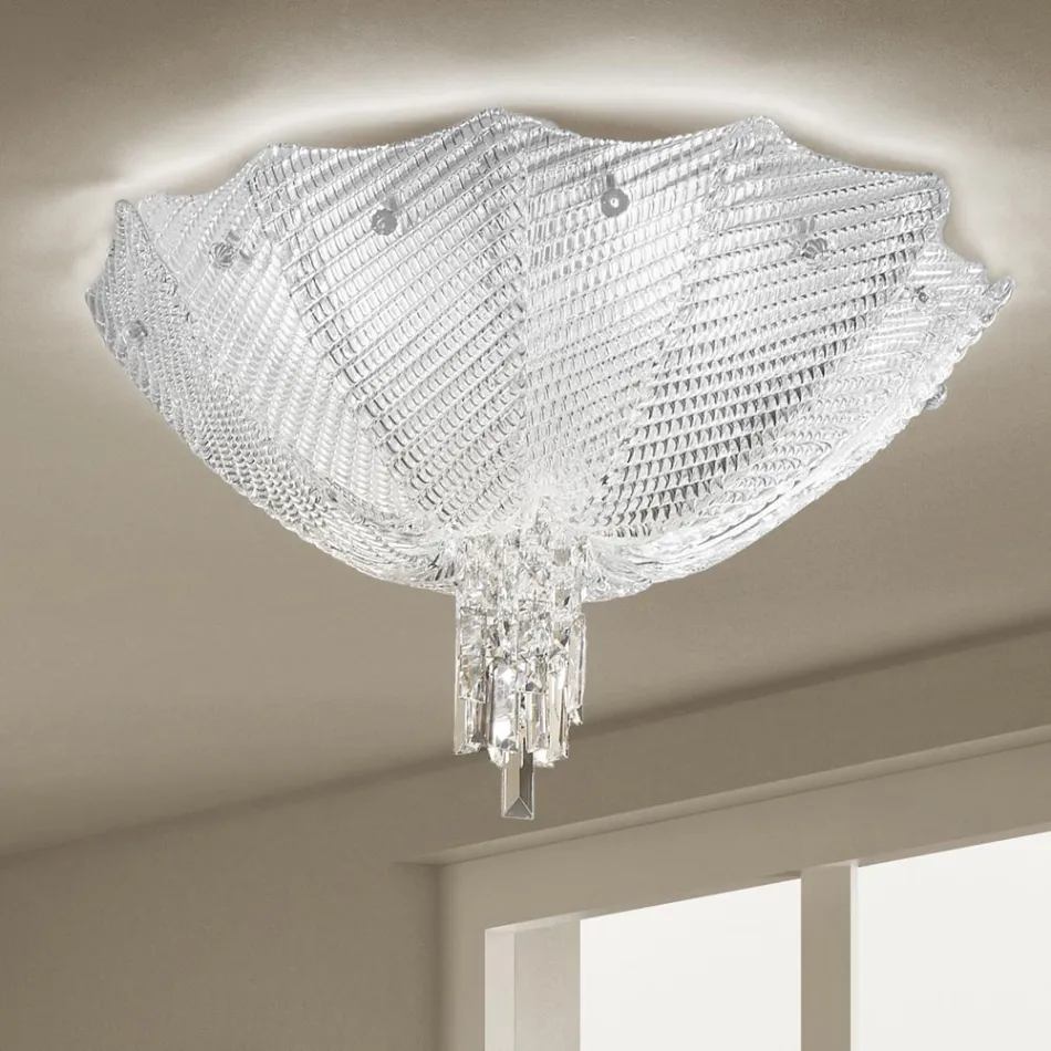 Ręcznie robiona lampa sufitowa ze szkła weneckiego i metalu Made in Italy - Fabiana Viadurini