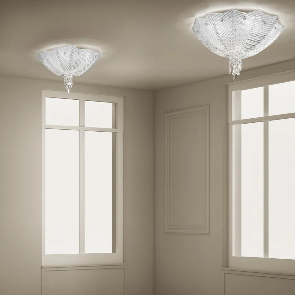 Ręcznie robiona lampa sufitowa ze szkła weneckiego i metalu Made in Italy - Fabiana Viadurini