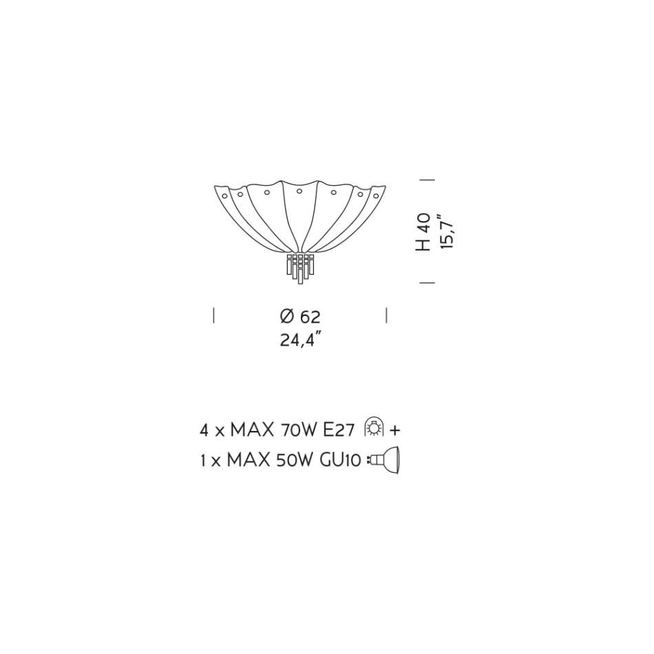 Ręcznie robiona lampa sufitowa ze szkła weneckiego i metalu Made in Italy - Fabiana Viadurini