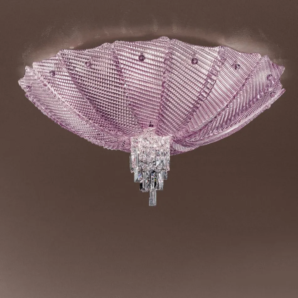 Ręcznie robiona lampa sufitowa ze szkła weneckiego i metalu Made in Italy - Fabiana Viadurini