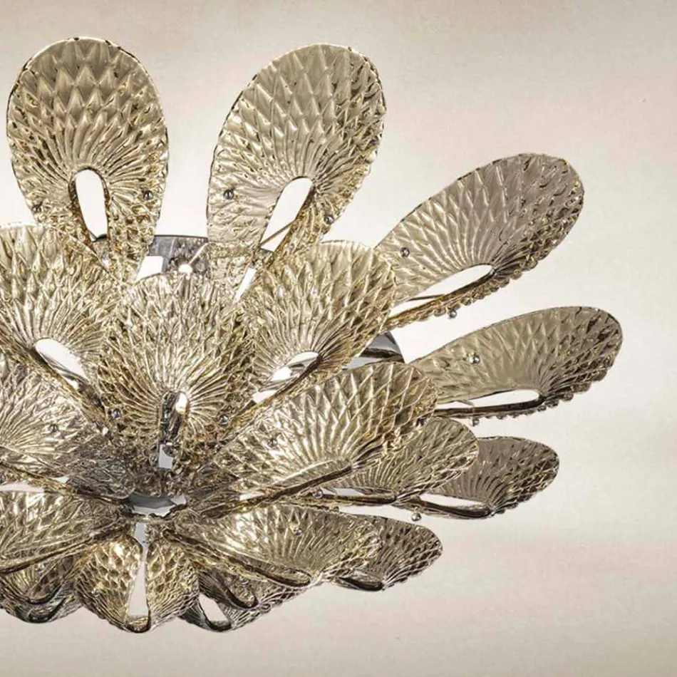 Lampa sufitowa Artisan z przydymionego szkła weneckiego, wyprodukowana we Włoszech - Minos Viadurini