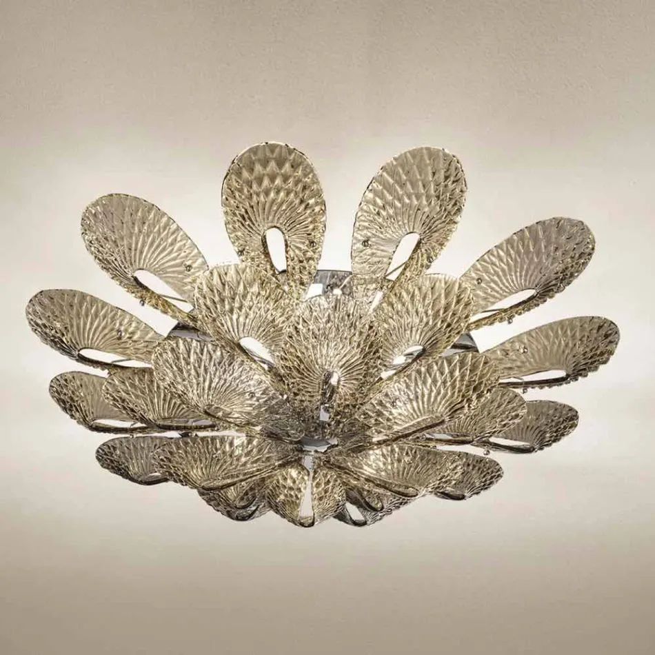 Lampa sufitowa Artisan z przydymionego szkła weneckiego, wyprodukowana we Włoszech - Minos Viadurini