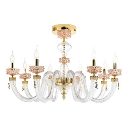 Klasyczna lampa sufitowa 8 lamp z włoskiego luksusowego ręcznie wykonanego szkła - Saline Viadurini