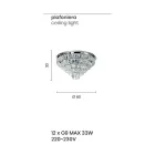 Klasyczna złota metalowa lampa sufitowa i luksusowe kryształowe wisiorki - Jerome Viadurini