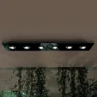 Lampa sufitowa z płaską płytą szklaną z obniżonymi oprawkami - Kora Viadurini