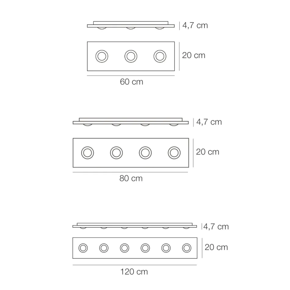 Lampa sufitowa z płaską płytą szklaną z obniżonymi oprawkami - Kora Viadurini