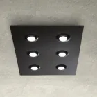 Lampa sufitowa z płaską płytą szklaną z możliwością obniżenia. Wyprodukowano we Włoszech - Kora Viadurini