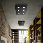 Lampa sufitowa z płaską płytą szklaną z możliwością obniżenia. Wyprodukowano we Włoszech - Kora Viadurini