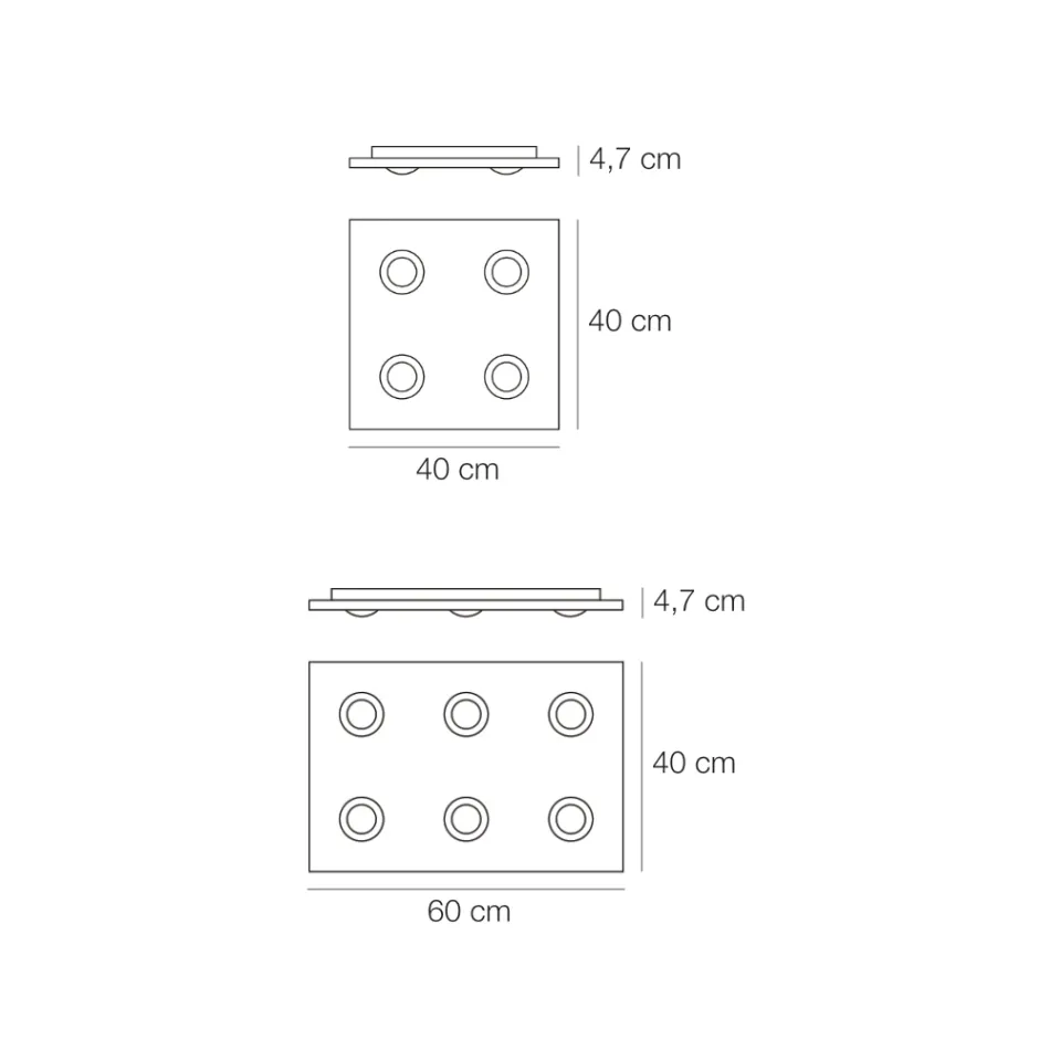Lampa sufitowa z płaską płytą szklaną z możliwością obniżenia. Wyprodukowano we Włoszech - Kora Viadurini