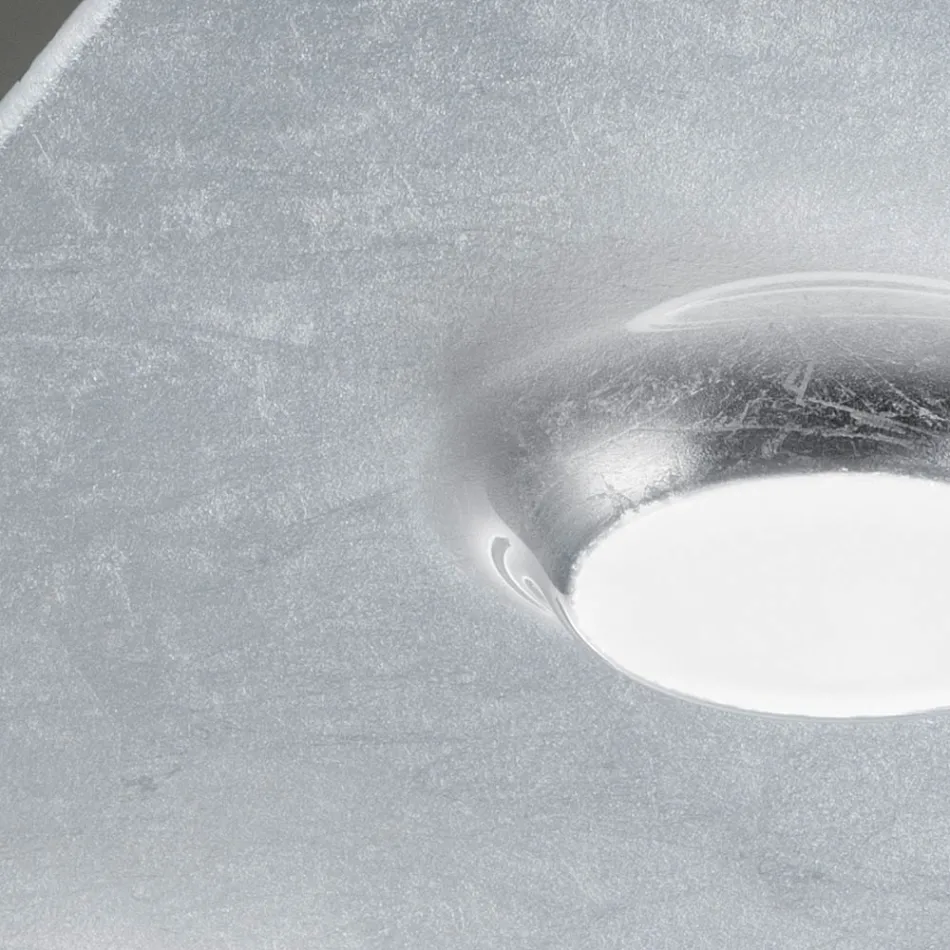 Lampa sufitowa z płaską płytą szklaną z możliwością obniżenia. Wyprodukowano we Włoszech - Kora Viadurini