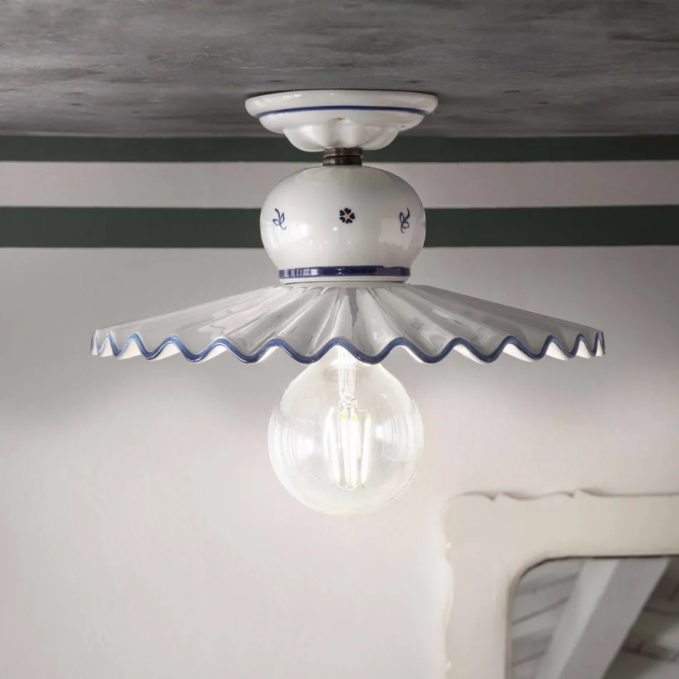 Ręcznie zdobiona ceramiczna lampa sufitowa Artisan w kraju, 2 rozmiary - Rzym Viadurini