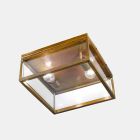 2-punktowa zewnętrzna lampa sufitowa z mosiądzu i szkła vintage - Framework firmy Il Fanale Viadurini